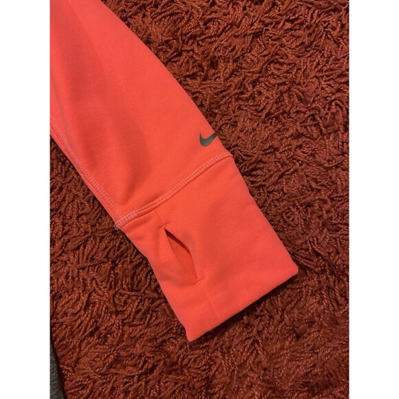 Nike Therma Fit Women’s Hoodie Size M Pink Gray Thumb Hole Pullover Sweatshirt - Picture 10 of 11
